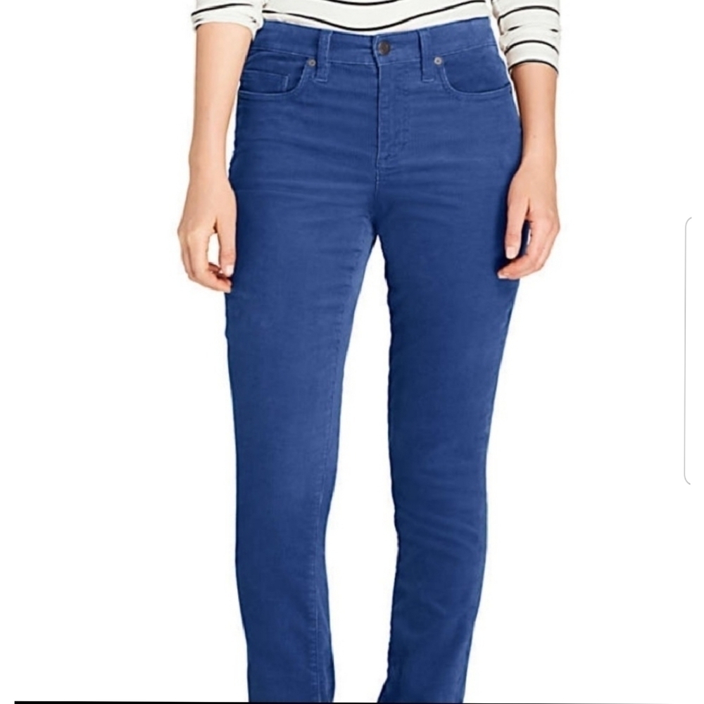 {27} Land's End Blue Corduroy Pin Straight Pants Women's Y2K